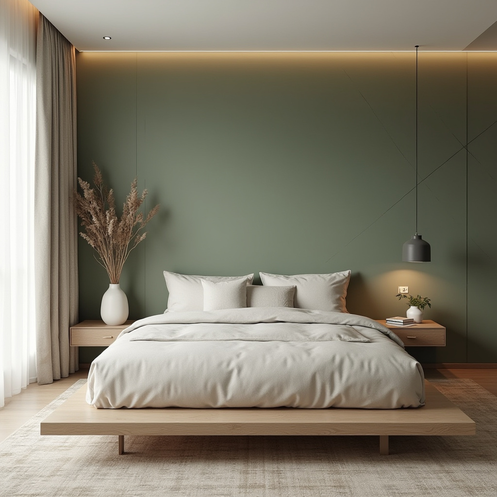 boho green bedroom accent wall 9