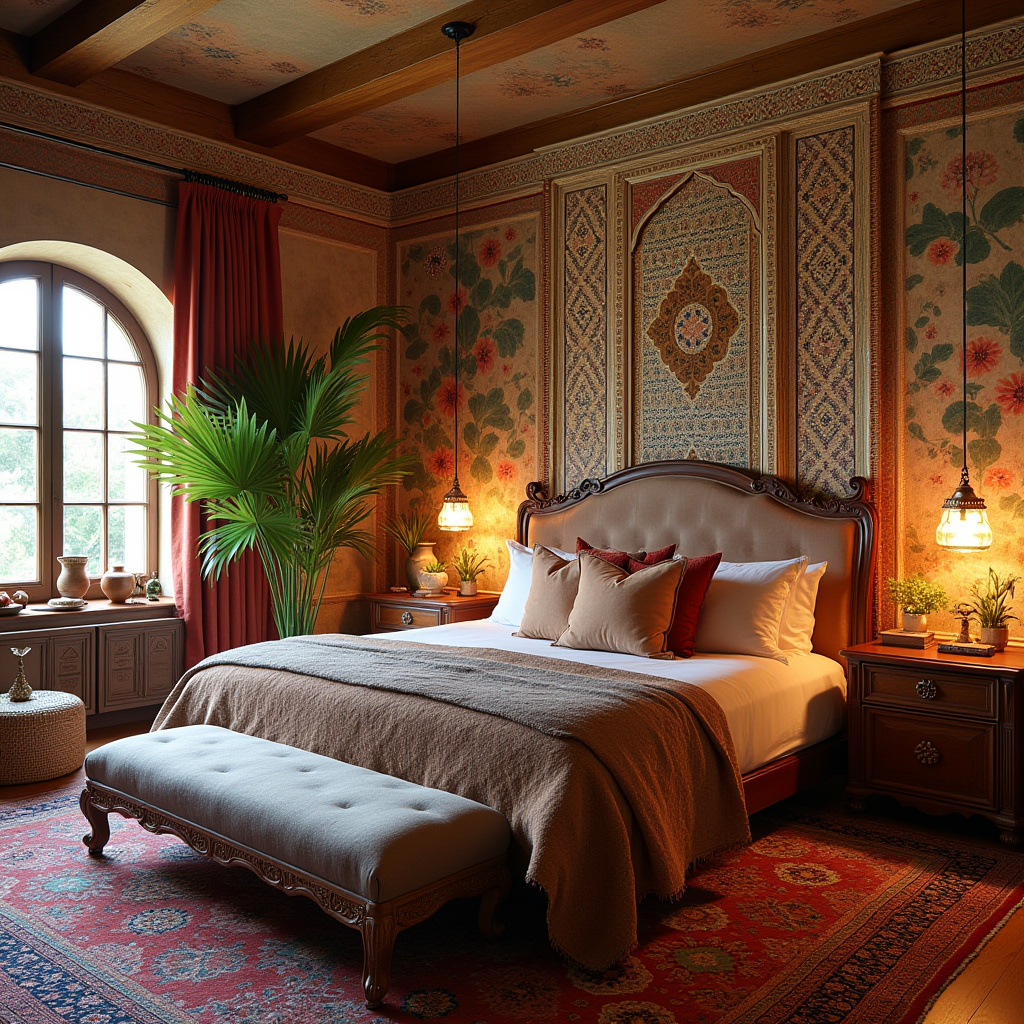 boho wallpaper bedroom accent wall 13