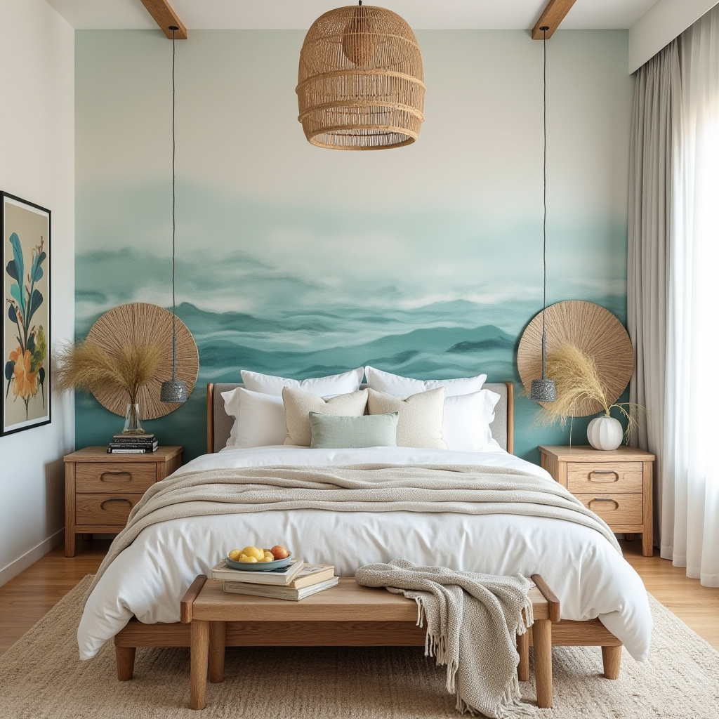 boho wallpaper bedroom accent wall 18