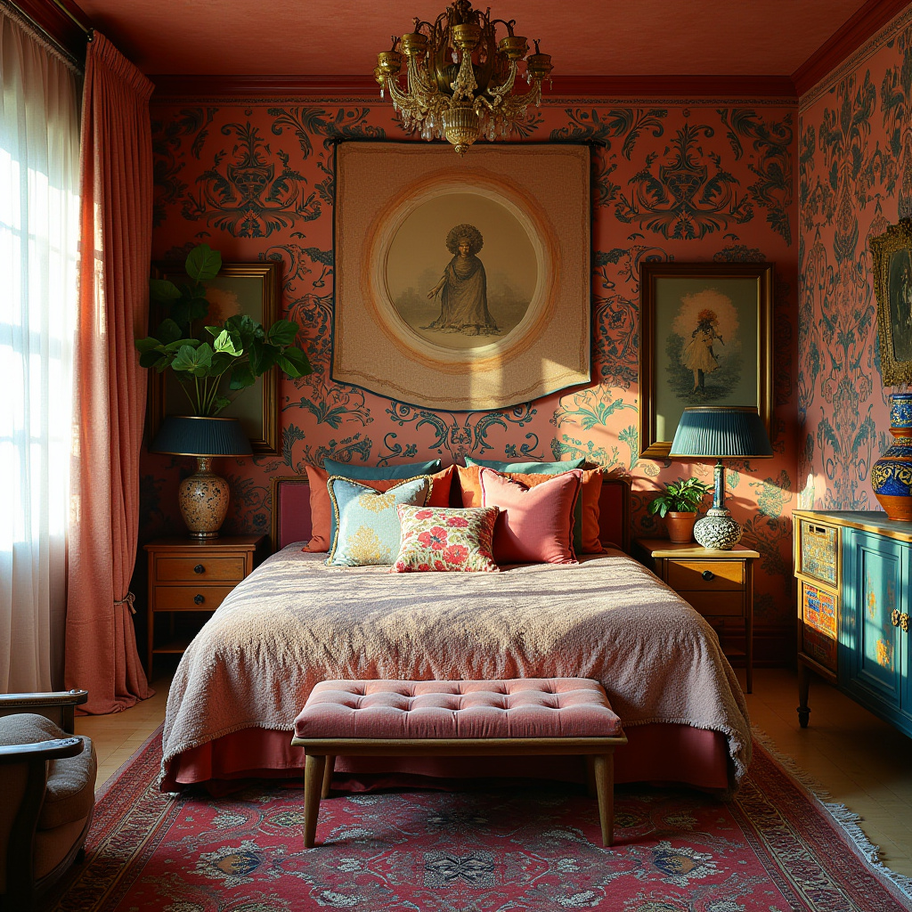 boho wallpaper bedroom accent wall 19