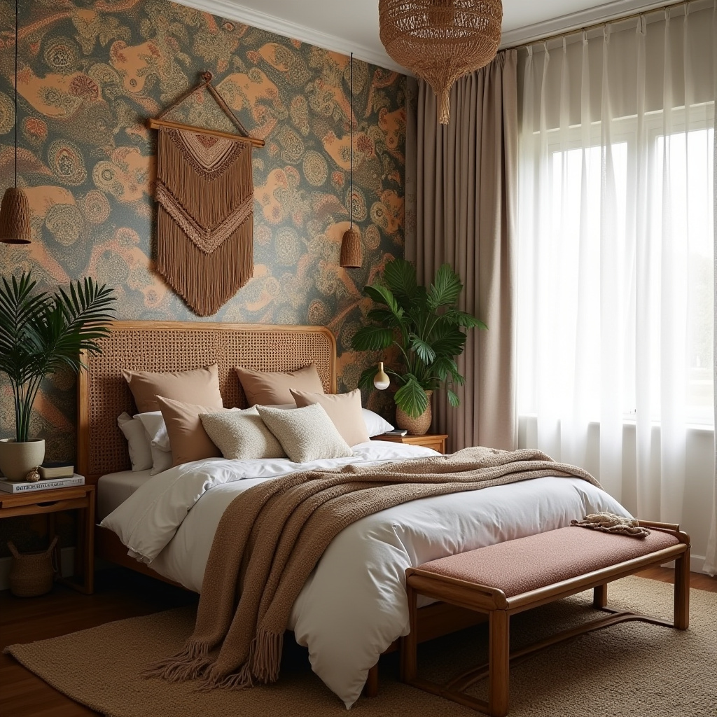 boho wallpaper bedroom accent wall 2