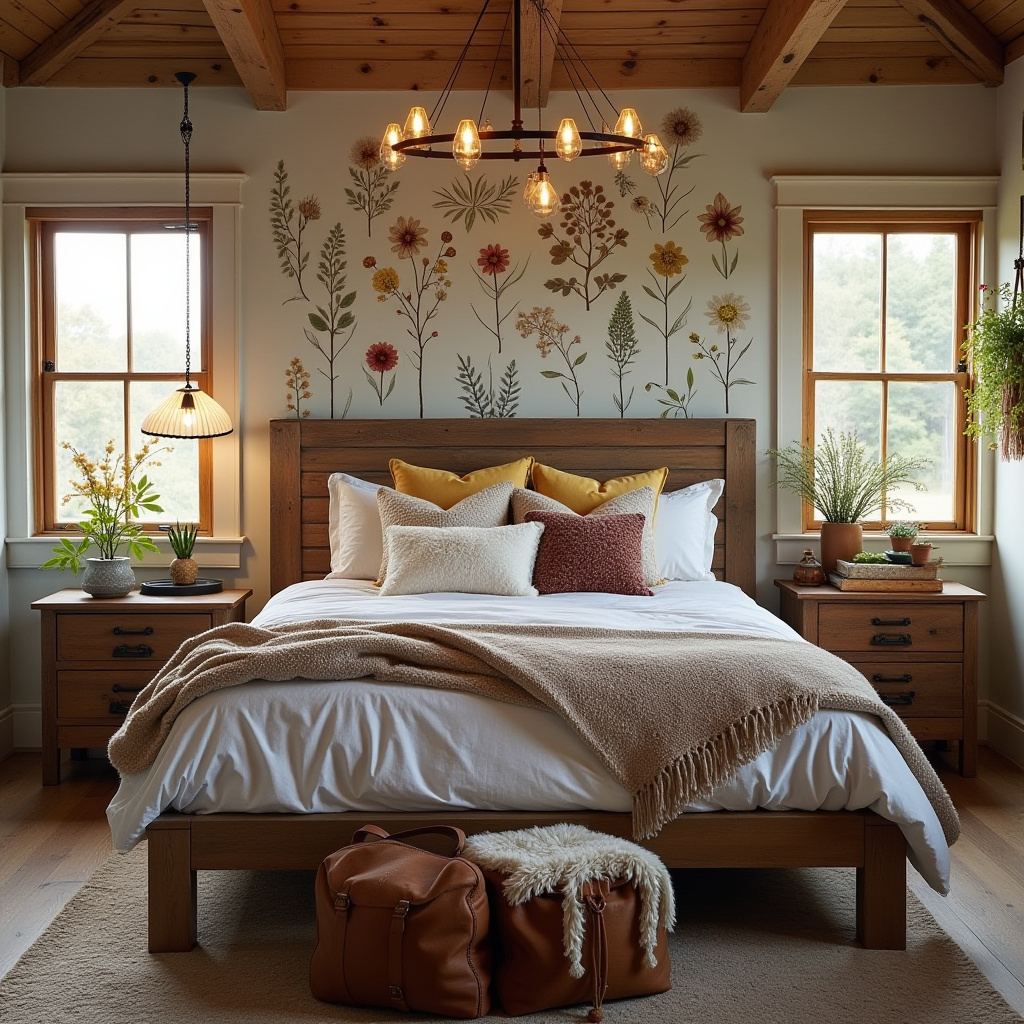 boho wallpaper bedroom accent wall 22