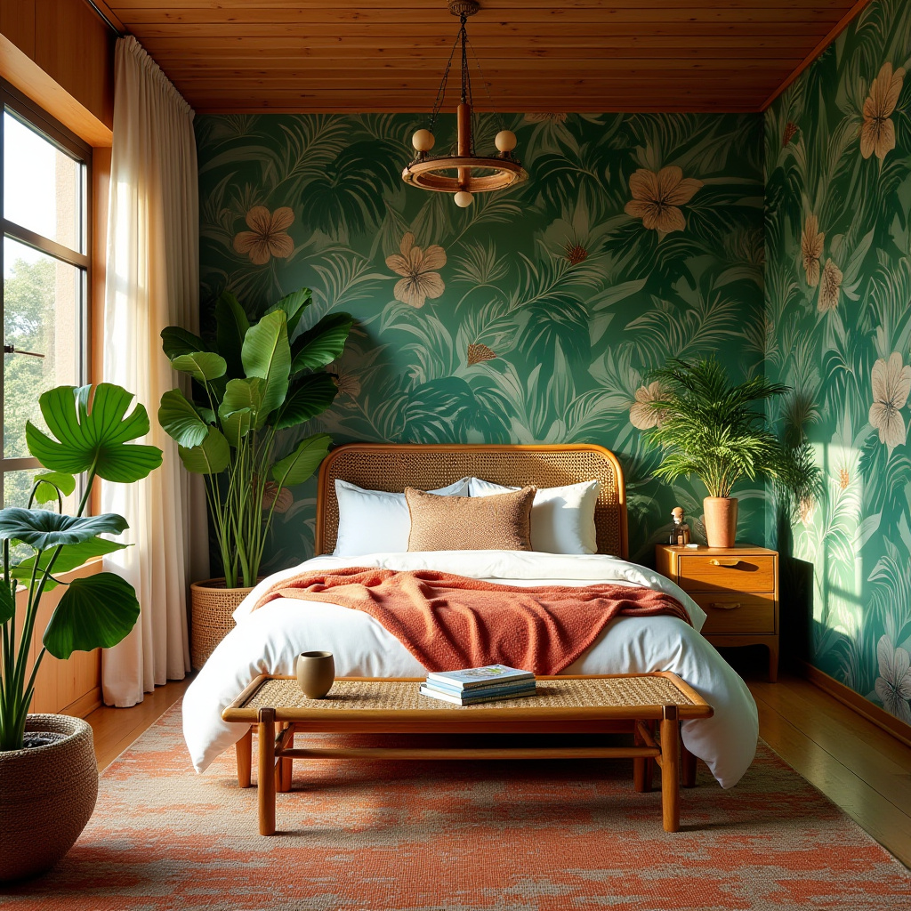 boho wallpaper bedroom accent wall 27