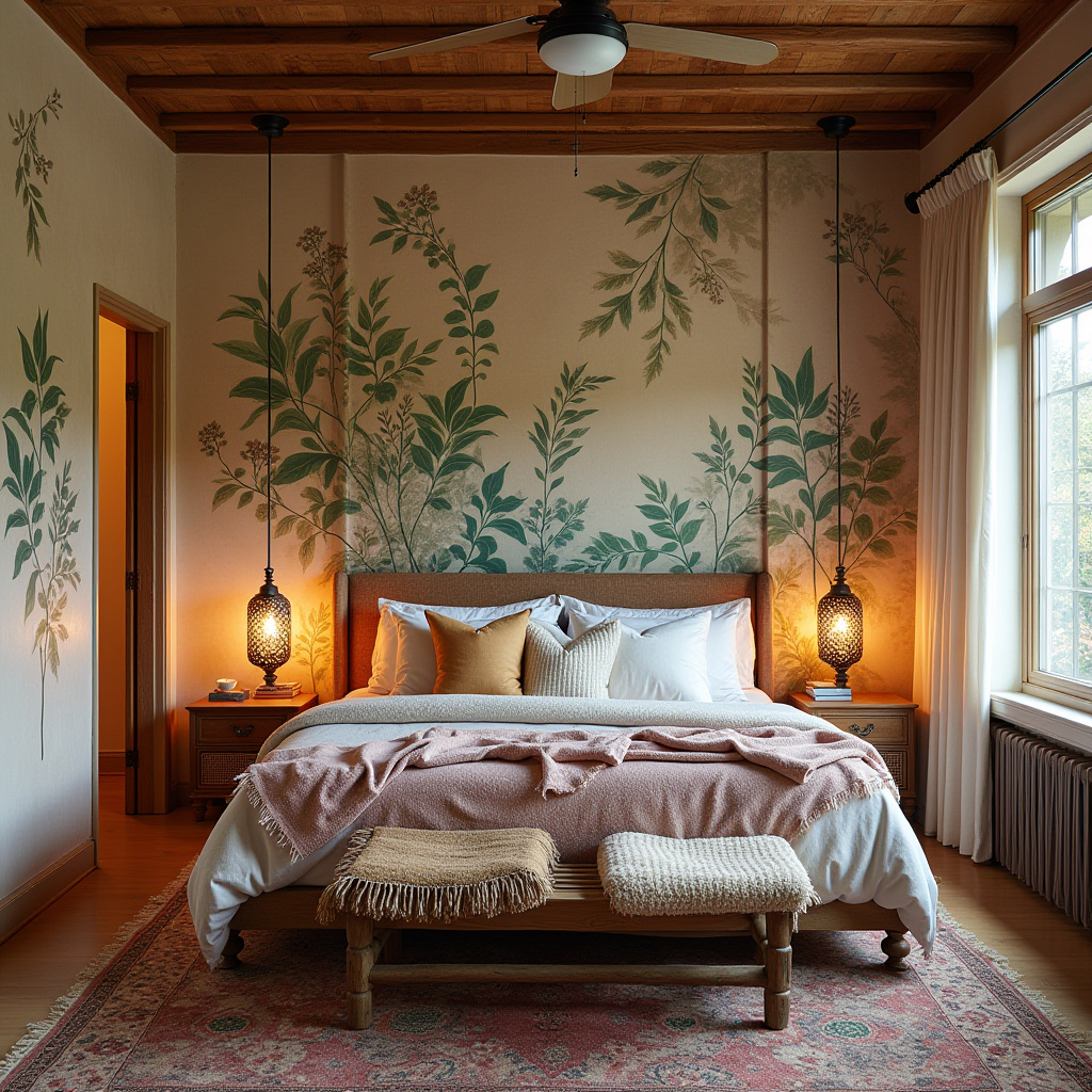 boho wallpaper bedroom accent wall 3