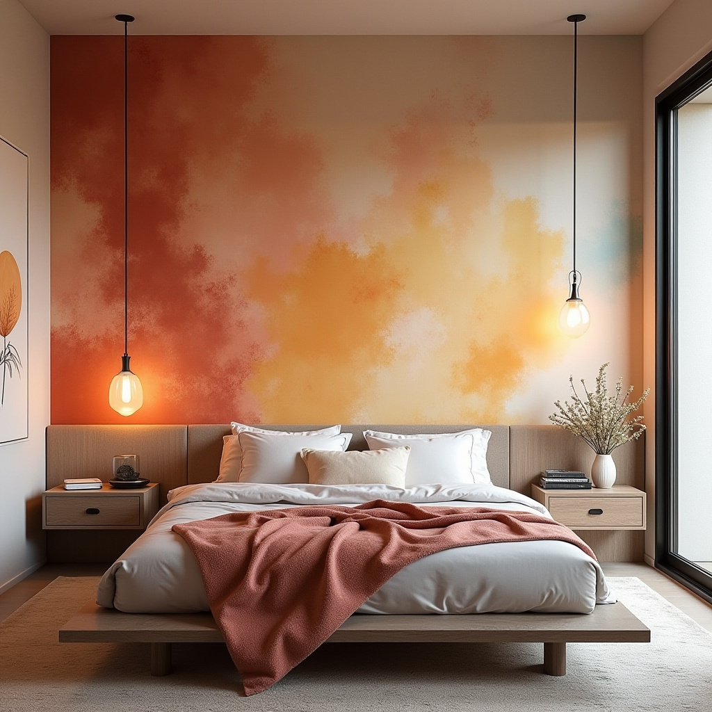 boho wallpaper bedroom accent wall 38