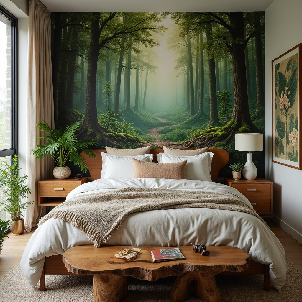 boho wallpaper bedroom accent wall 39
