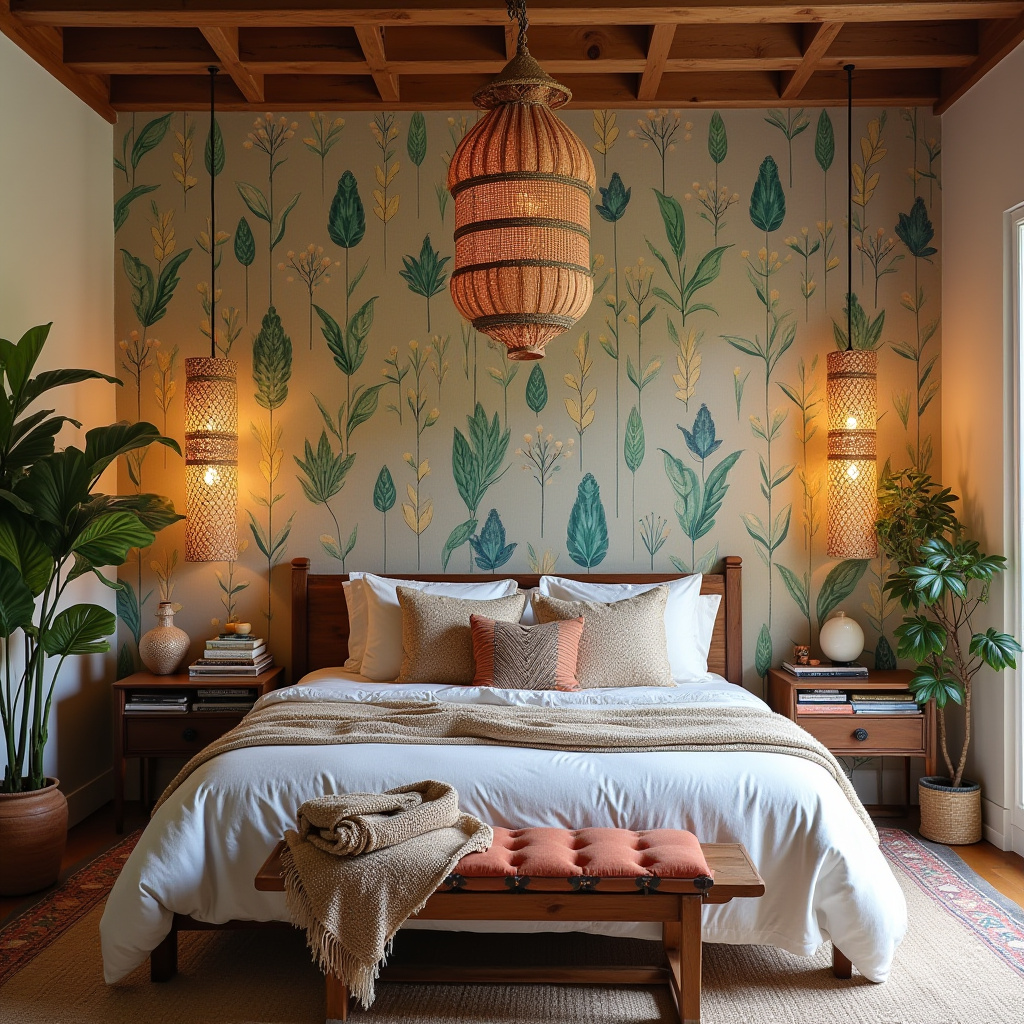 boho wallpaper bedroom accent wall 4