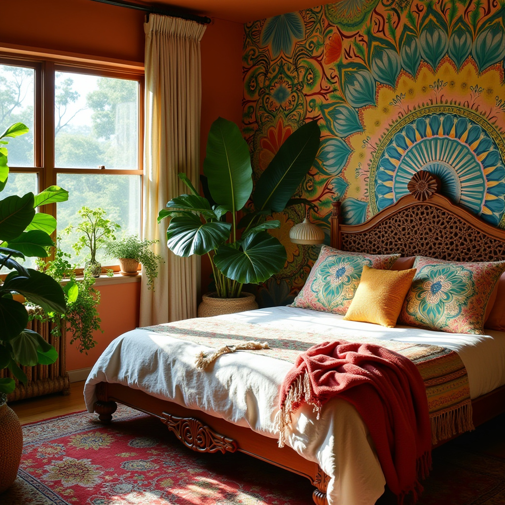 boho wallpaper bedroom accent wall 5