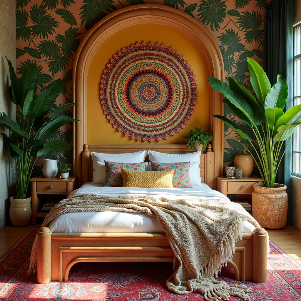 boho wallpaper bedroom accent wall 6