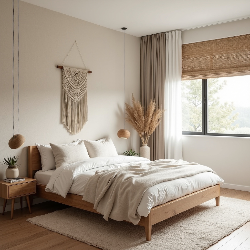 boho wallpaper bedroom accent wall 7