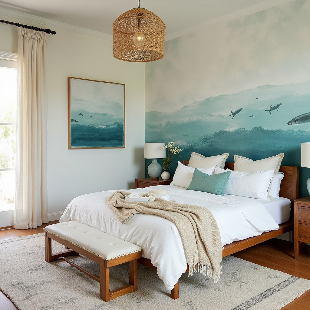 coastal bedroom accent wall wallpaper 10