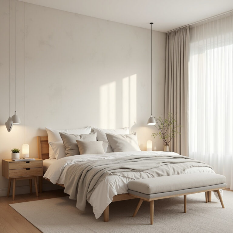 cream bedroom accent wall 1