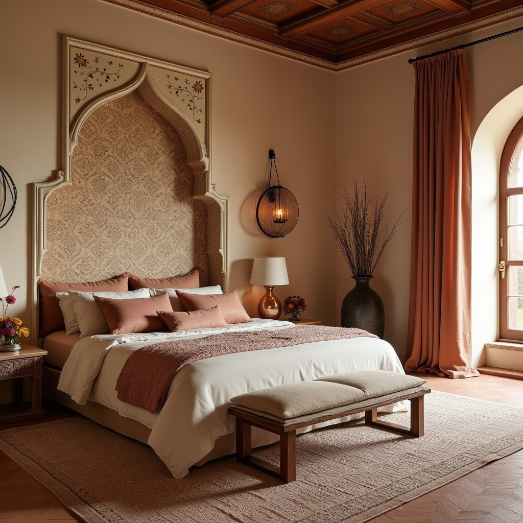 cream bedroom accent wall 33