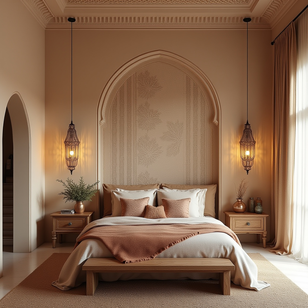 cream bedroom accent wall 34