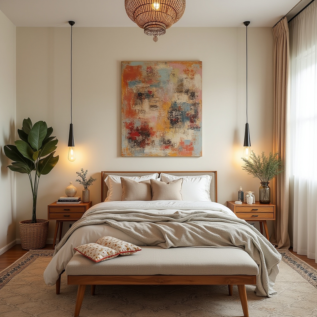 cream bedroom accent wall 37