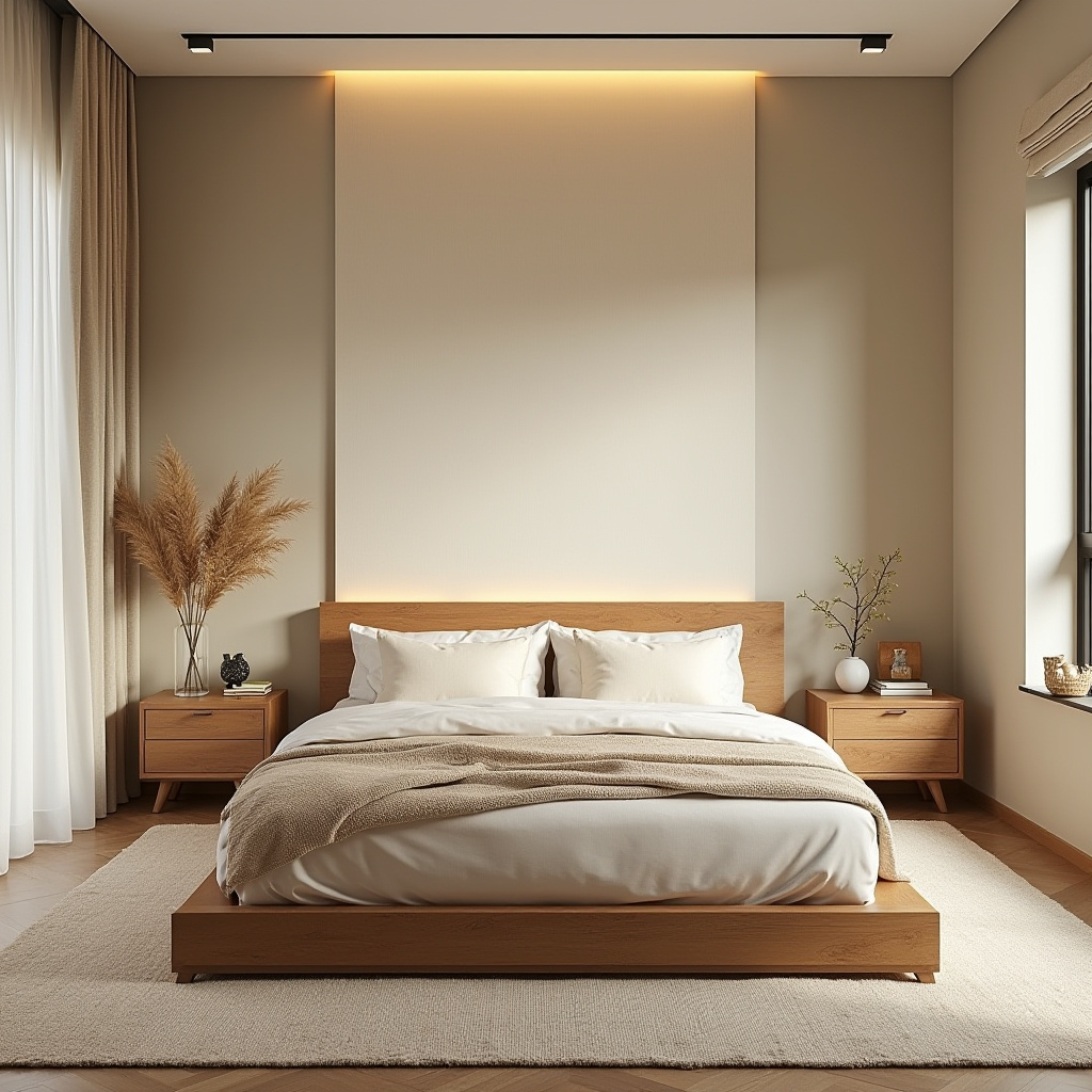 cream bedroom accent wall 40