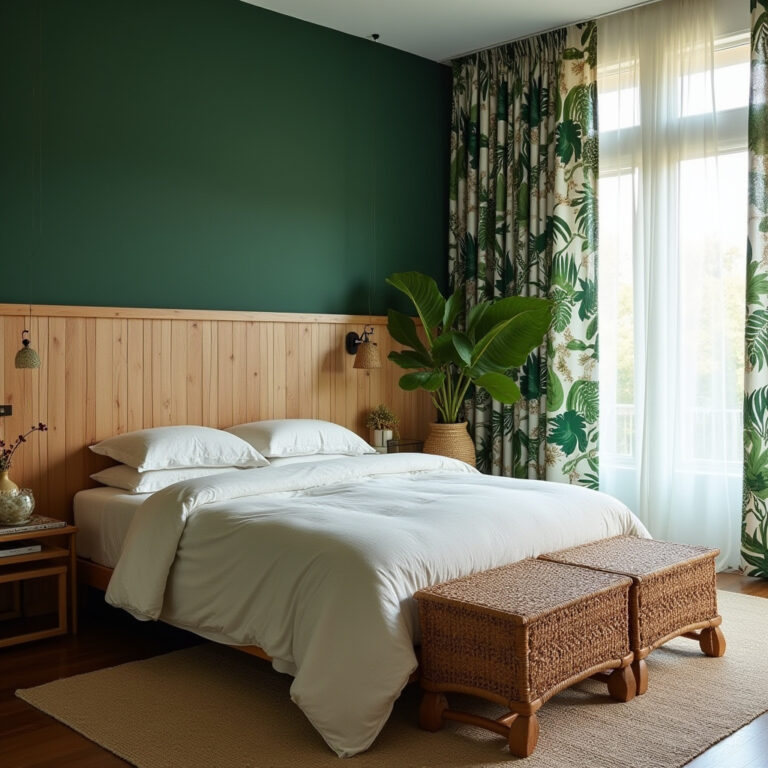 deep green bedroom accent wall 1