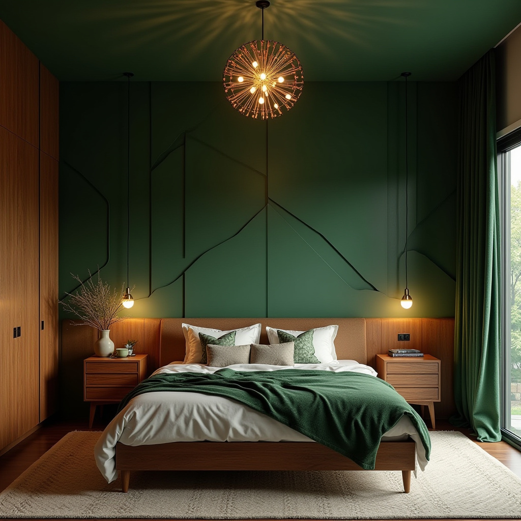 deep green bedroom accent wall 10