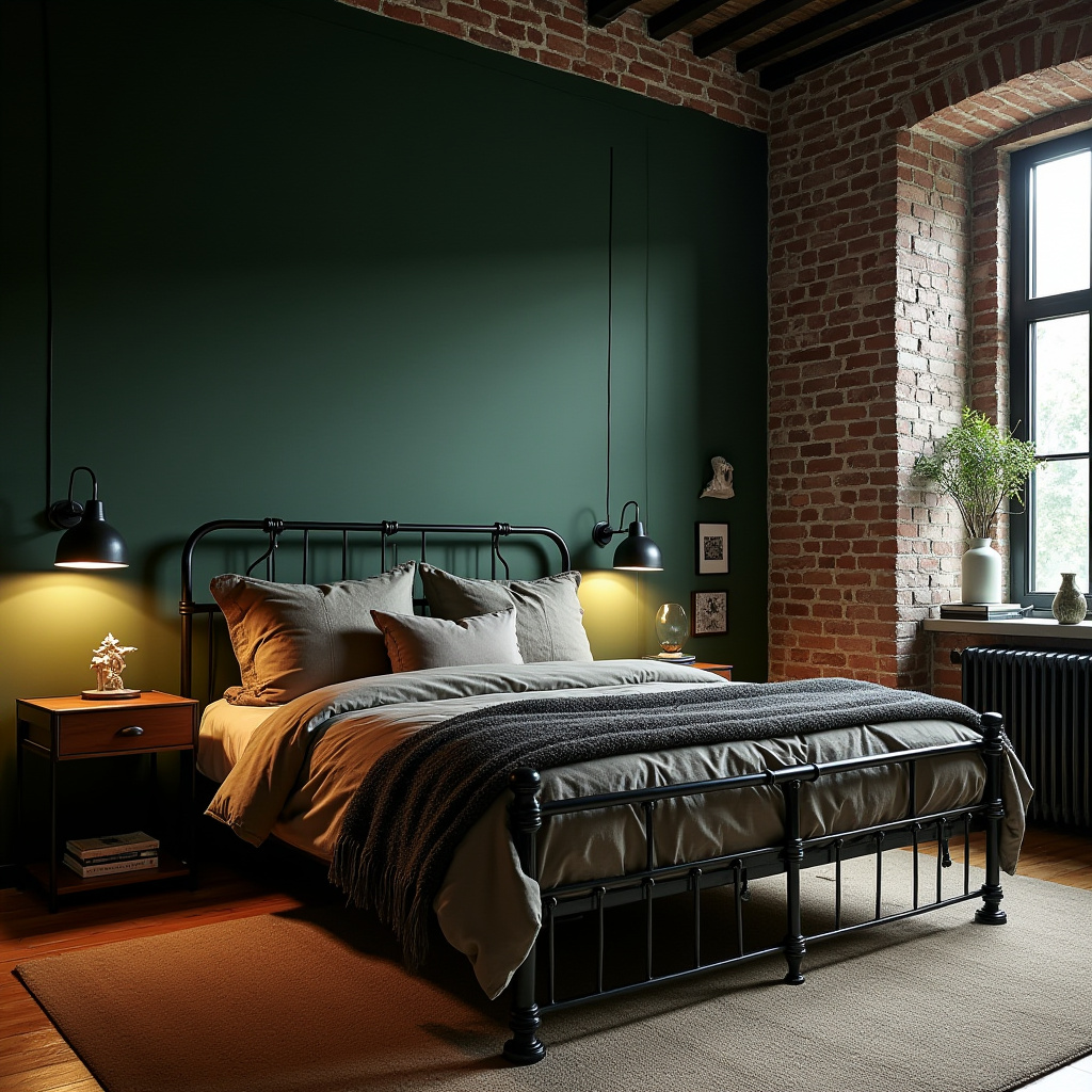 deep green bedroom accent wall 11