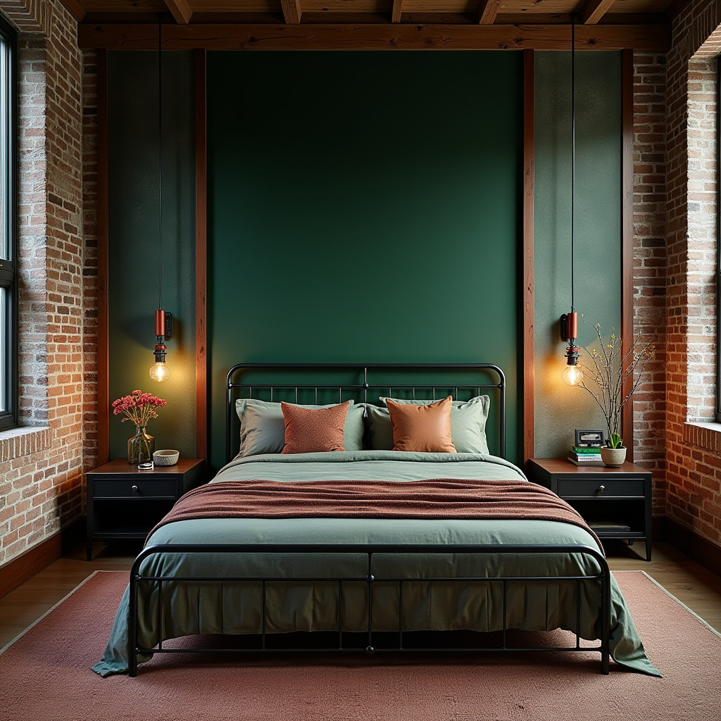 deep green bedroom accent wall 12