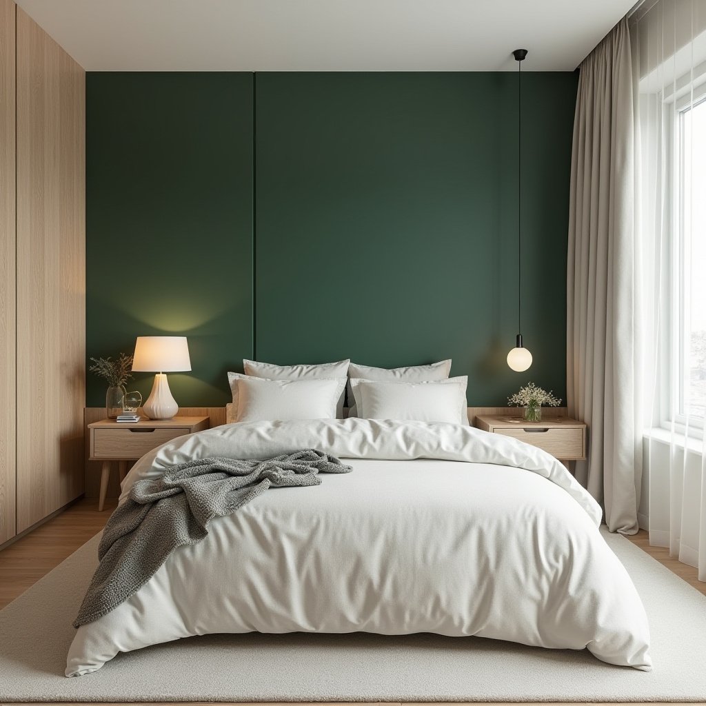 deep green bedroom accent wall 13