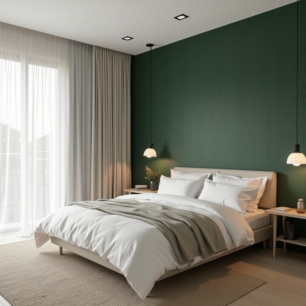 deep green bedroom accent wall 14