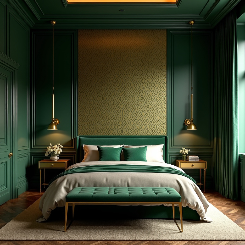 deep green bedroom accent wall 16