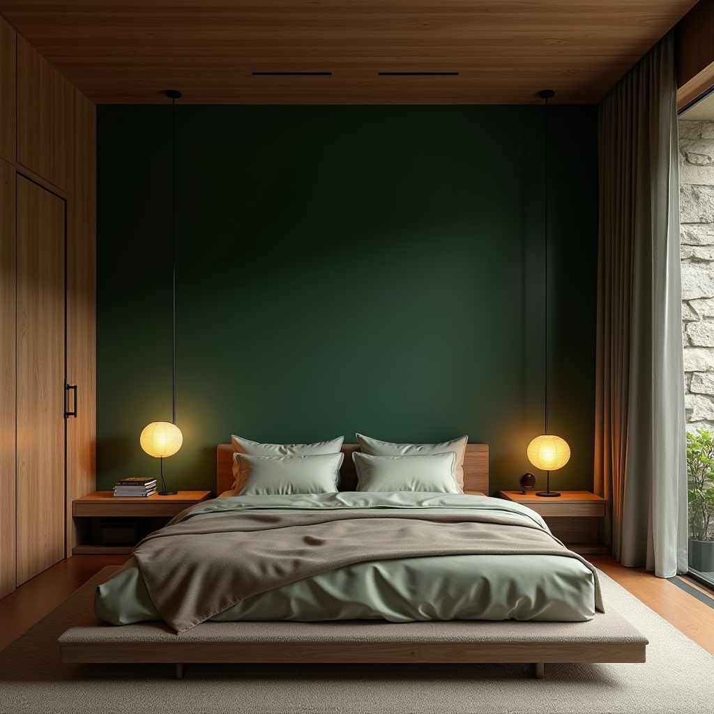 deep green bedroom accent wall 19