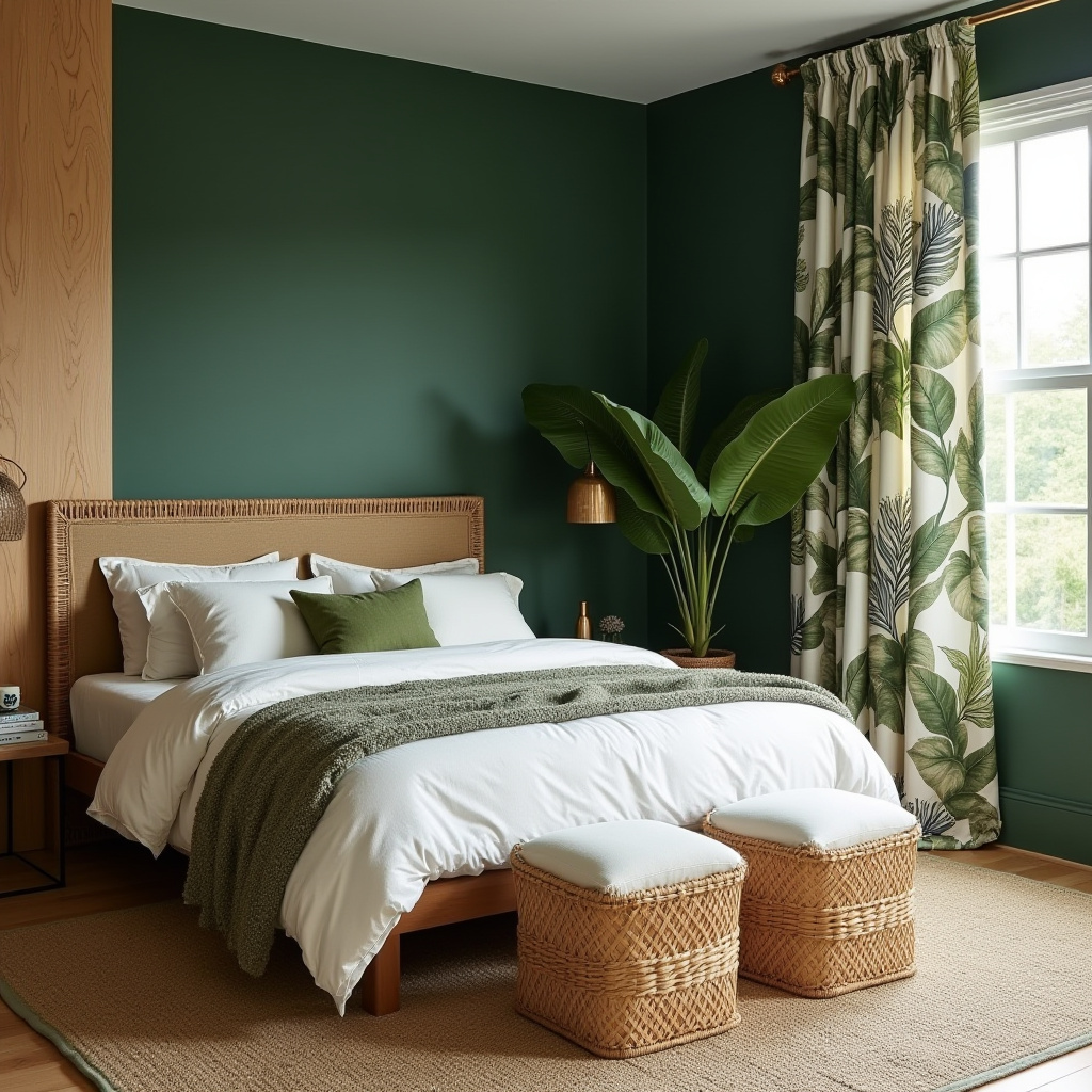 deep green bedroom accent wall 2