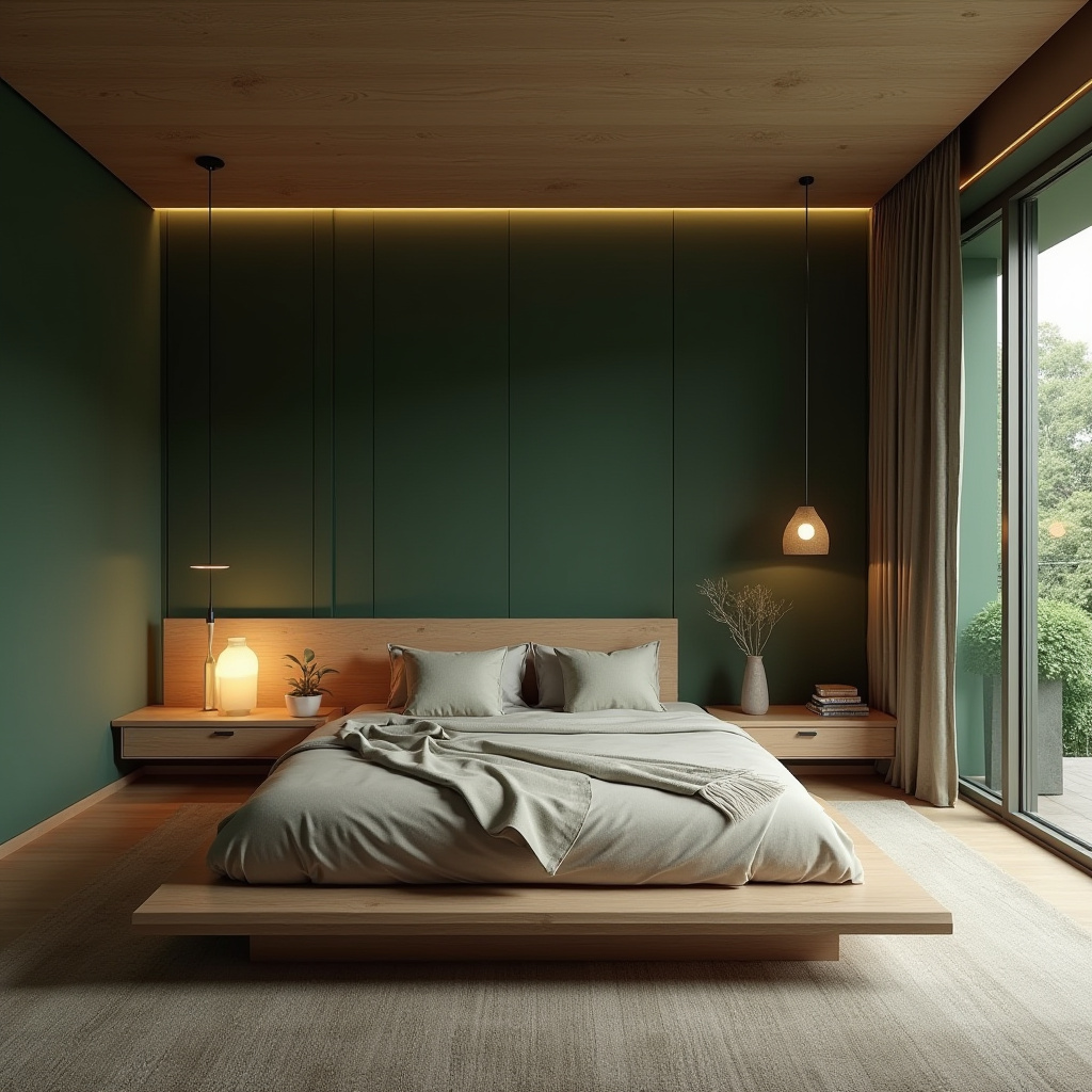 deep green bedroom accent wall 20