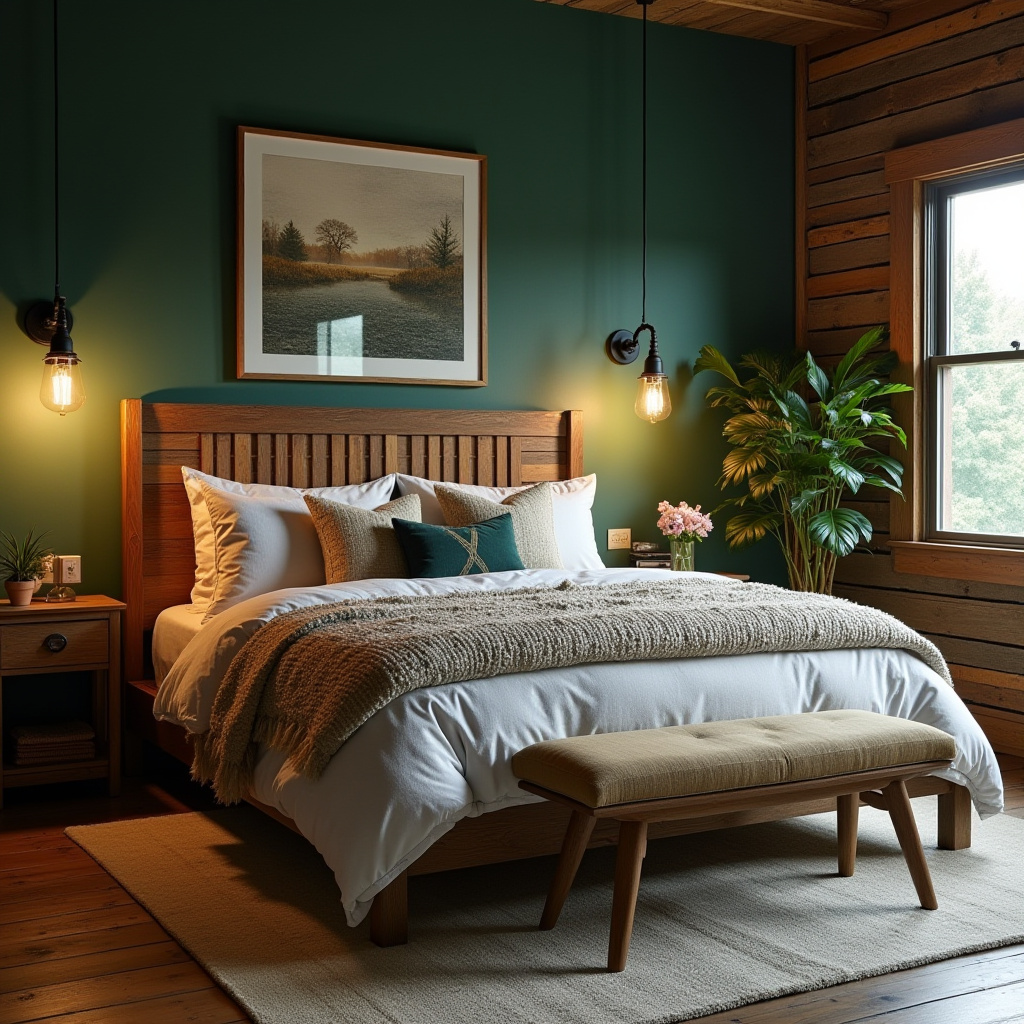deep green bedroom accent wall 21