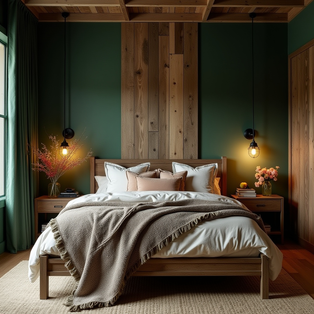 deep green bedroom accent wall 22