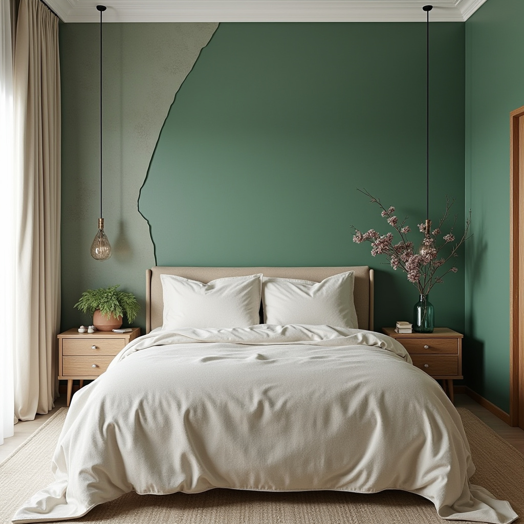 deep green bedroom accent wall 26