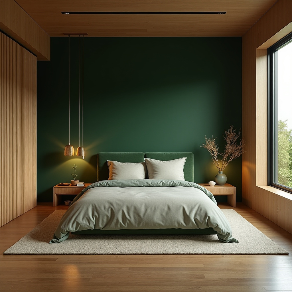 deep green bedroom accent wall 27