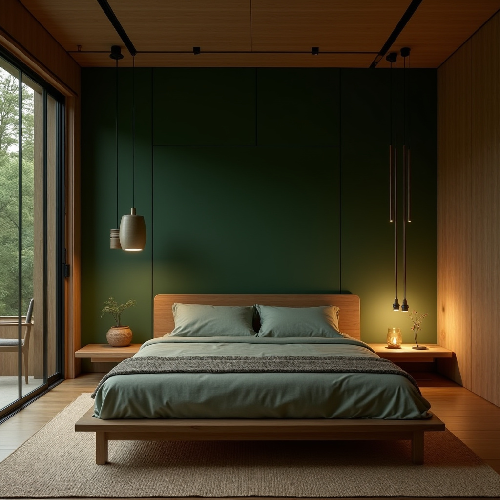 deep green bedroom accent wall 28