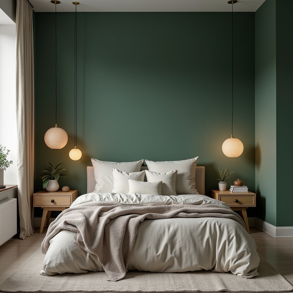 deep green bedroom accent wall 3