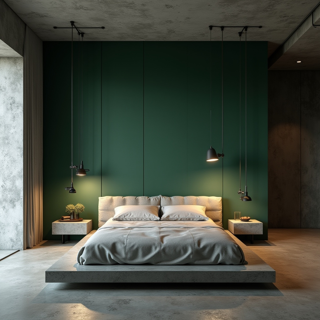 deep green bedroom accent wall 37