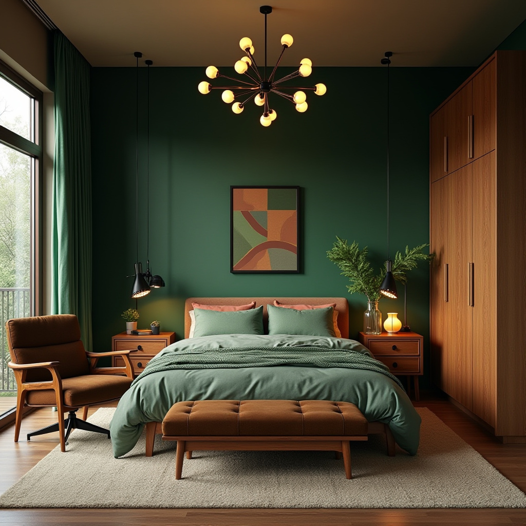 deep green bedroom accent wall 9