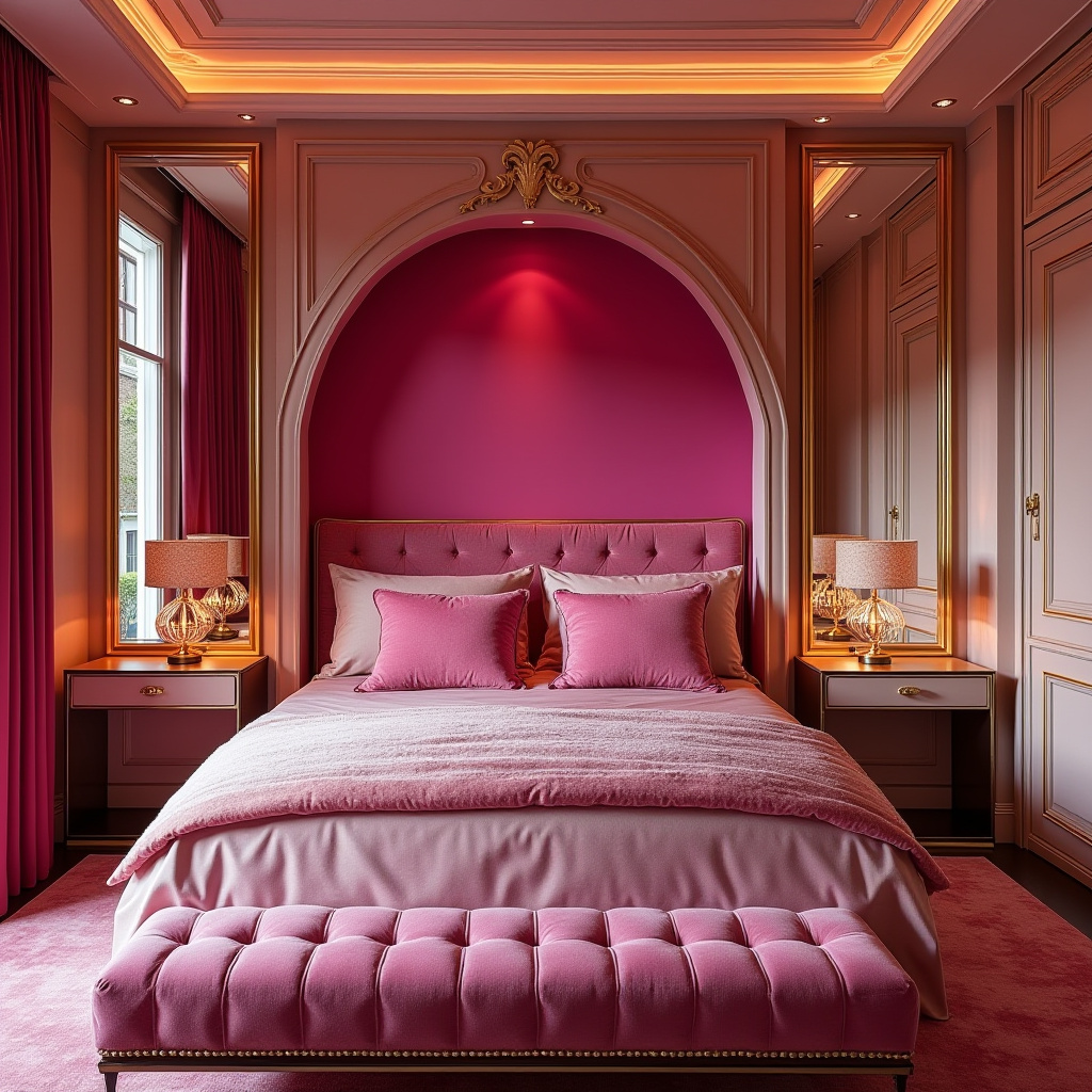 hot pink bedroom accent wall 10
