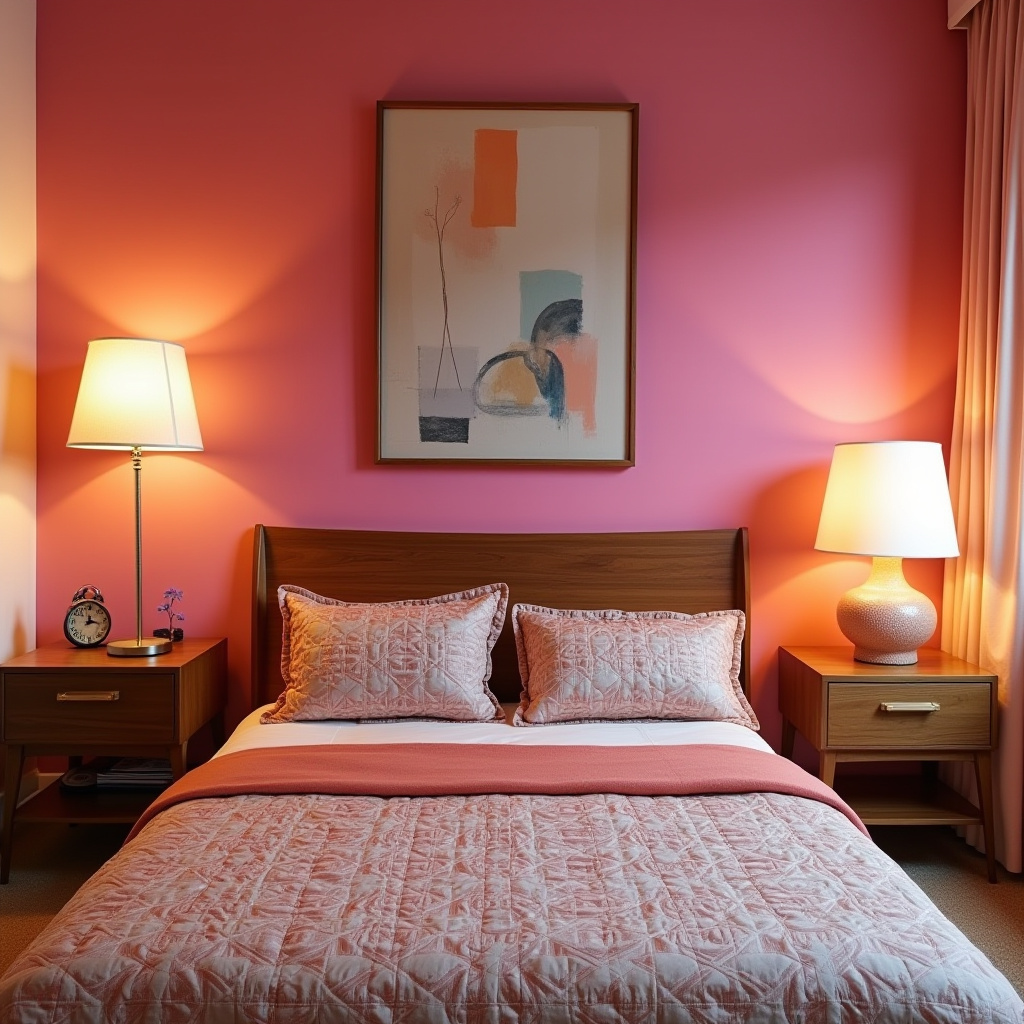 hot pink bedroom accent wall 11