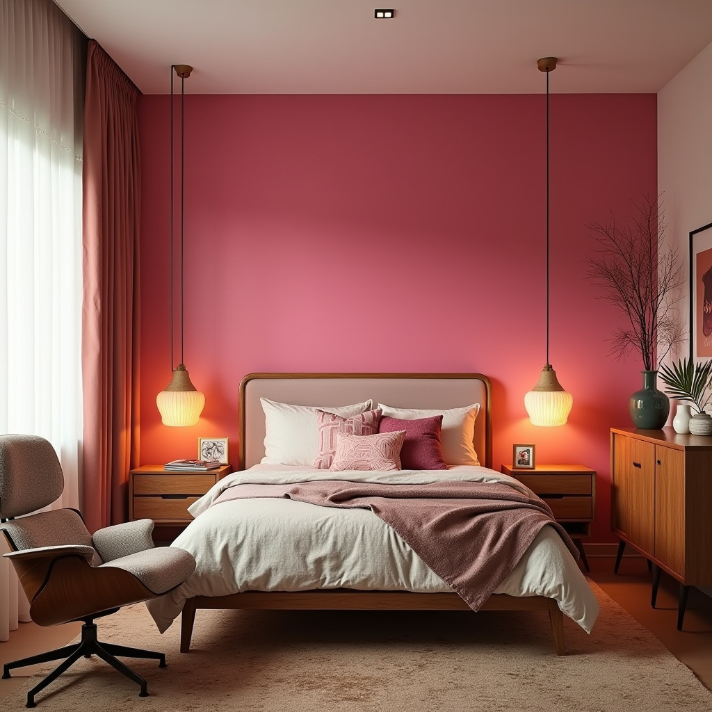 hot pink bedroom accent wall 12