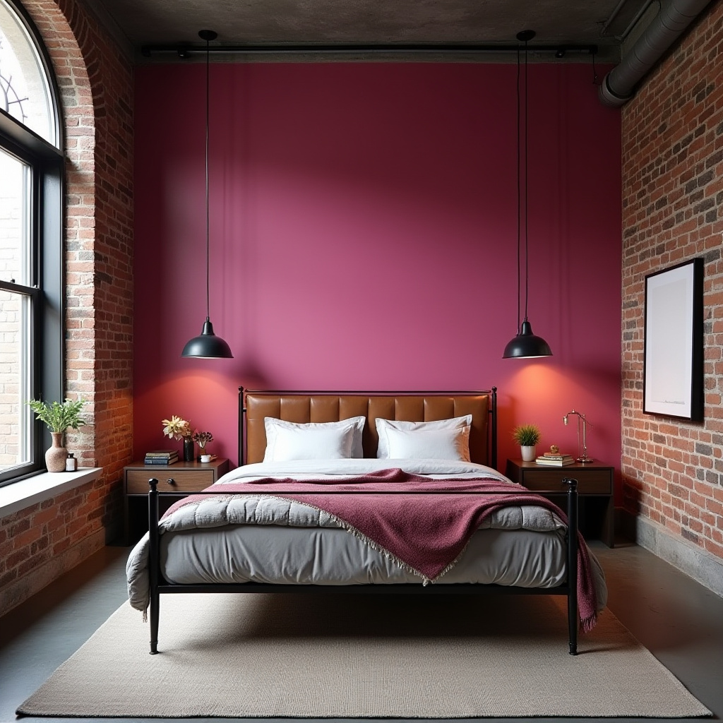 hot pink bedroom accent wall 13