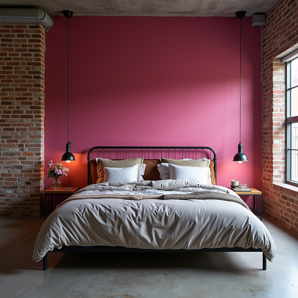 hot pink bedroom accent wall 14