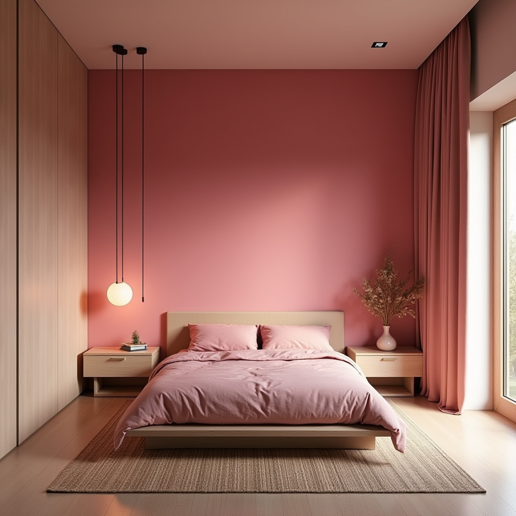 hot pink bedroom accent wall 17