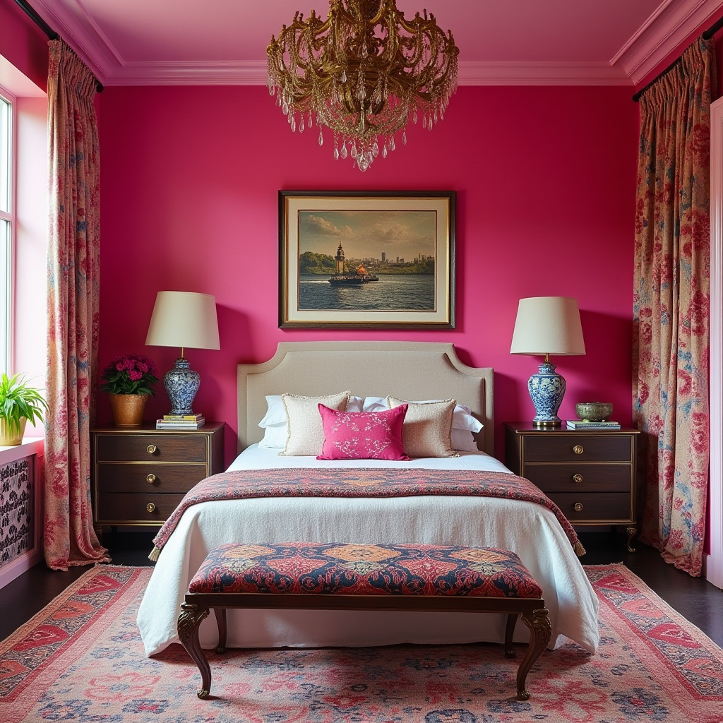 hot pink bedroom accent wall 19