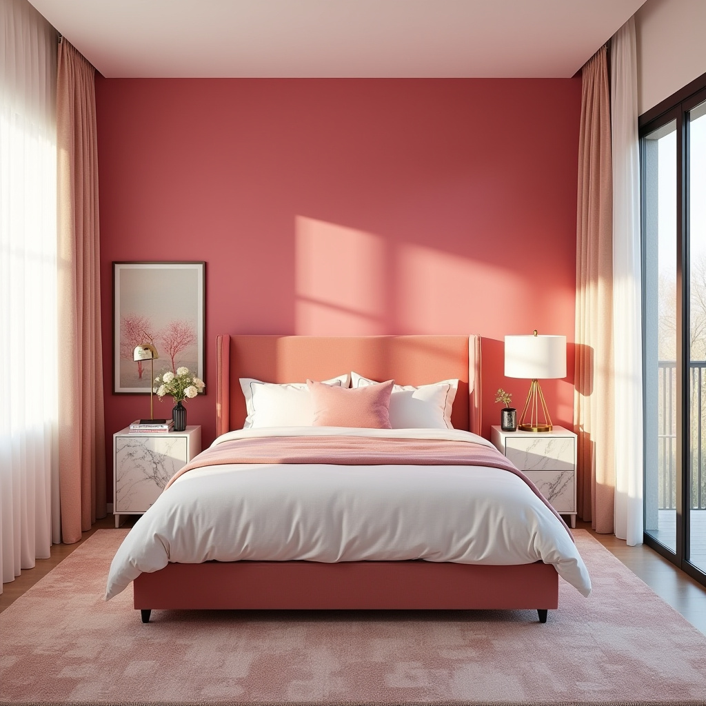 hot pink bedroom accent wall 2