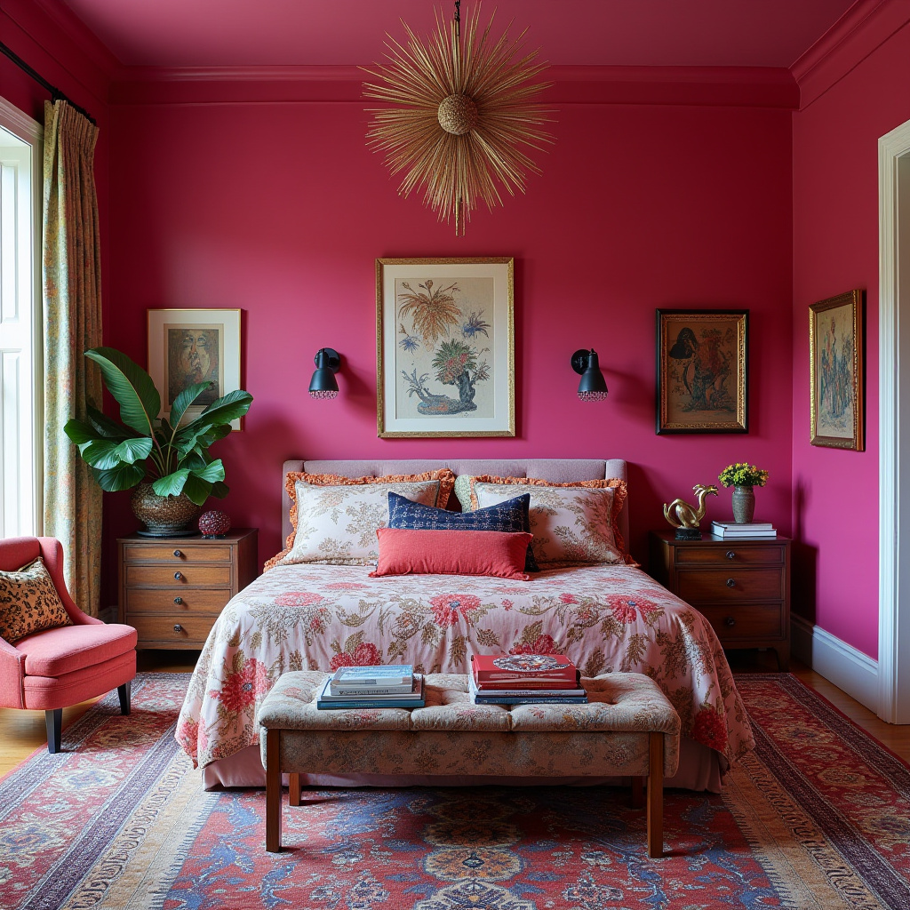 hot pink bedroom accent wall 20