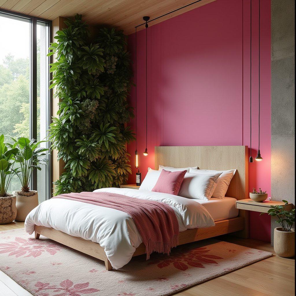 hot pink bedroom accent wall 23