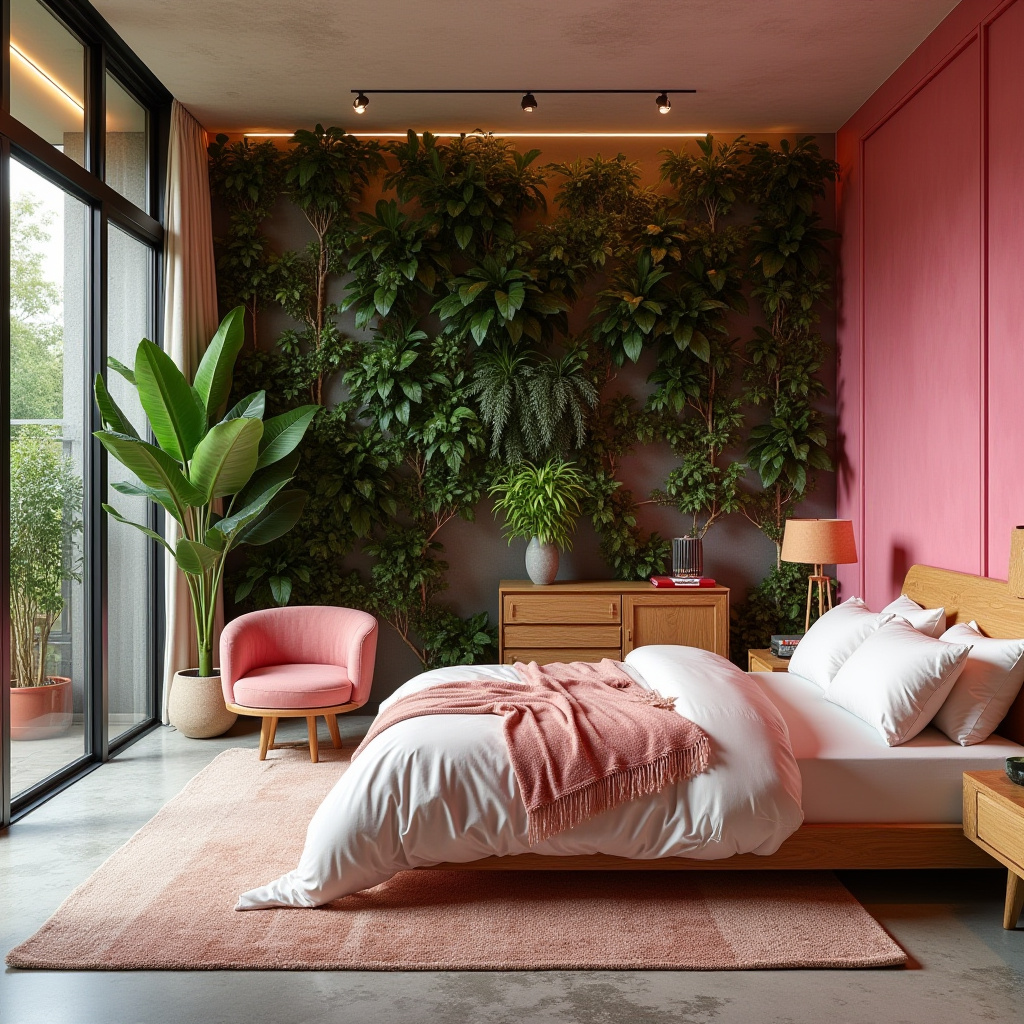 hot pink bedroom accent wall 24