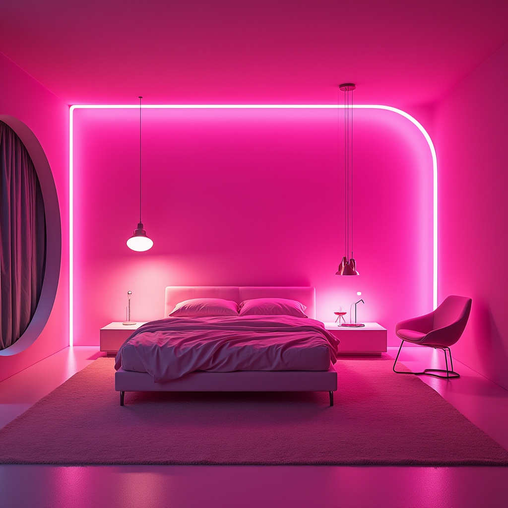 hot pink bedroom accent wall 29